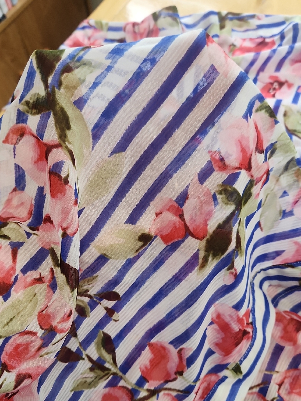 Talbots Striped Floral Long Sleeve Button Down Chiffon Blouse Size 2X - Picture 12 of 12